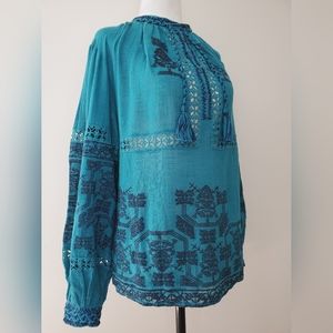 Anthropologie Antik Batik Embroidered Blouse